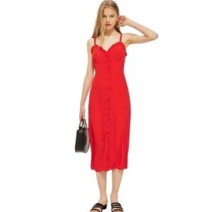 Women’s Topshop Ruffle Button Down Slip-dress Size 12